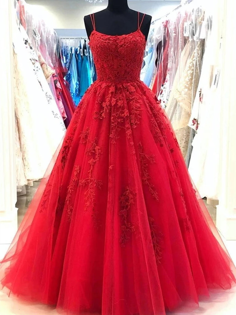 Backless Red Lace Prom Dresses, Open ...